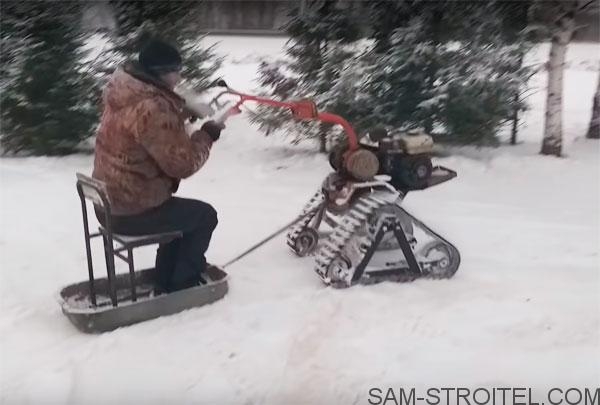 Самодельный вездеход снегоход из мотоблока