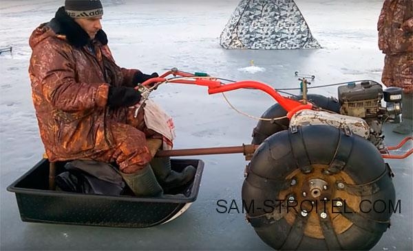 Самодельный снегоход из мотоблока для зимней рыбалки