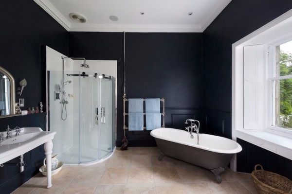 Черный цвет в интерьере ванной комнаты