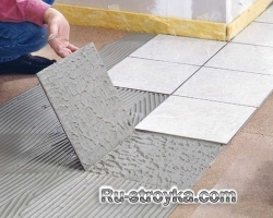 Монтаж керамической плитки по утеплителю.
